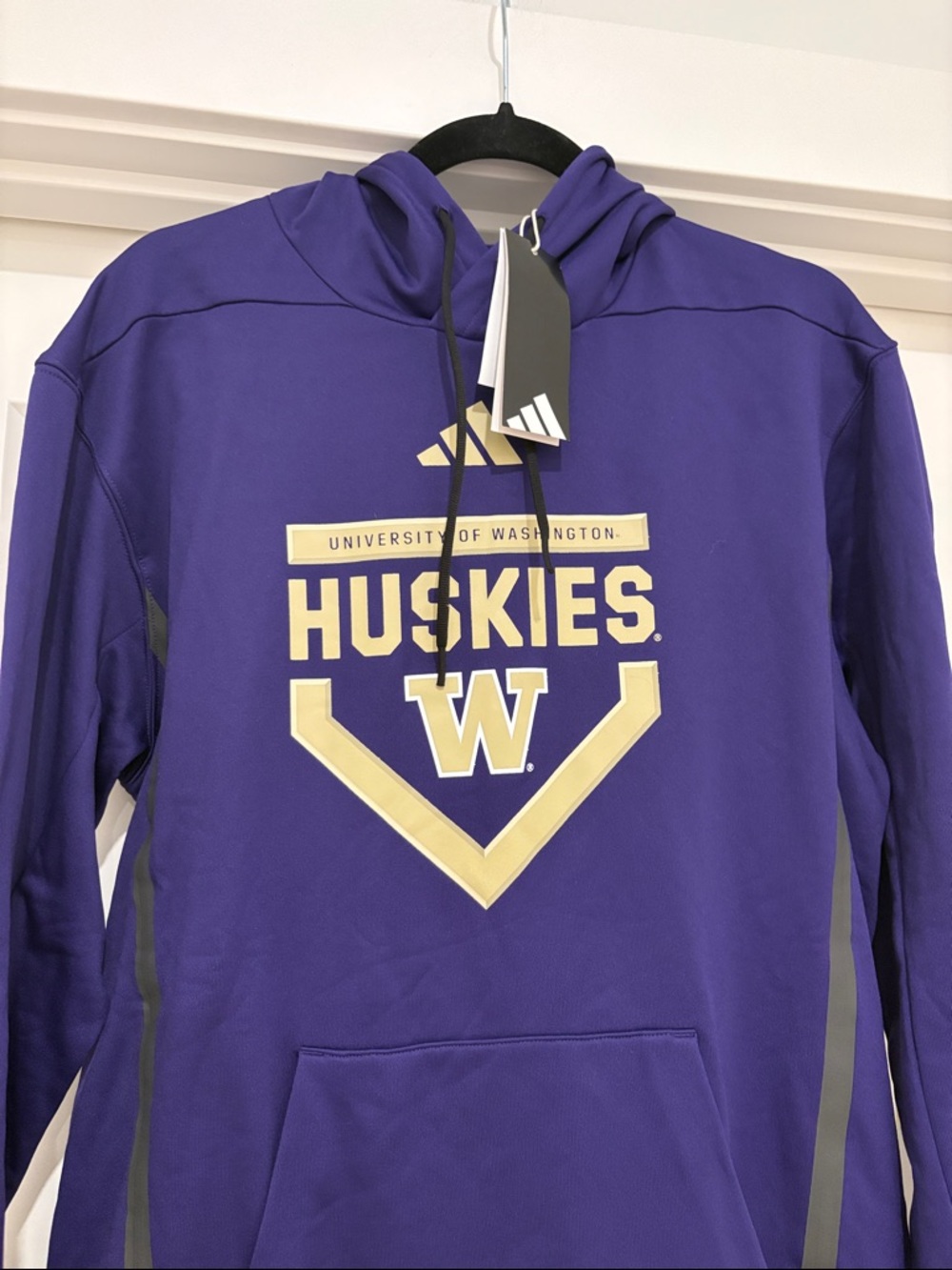 NWT [adidas] Washington Huskies NCAA Long-Sleeve Hooded Hoodie Sweatshirt Mens M - Picture 4 of 11
